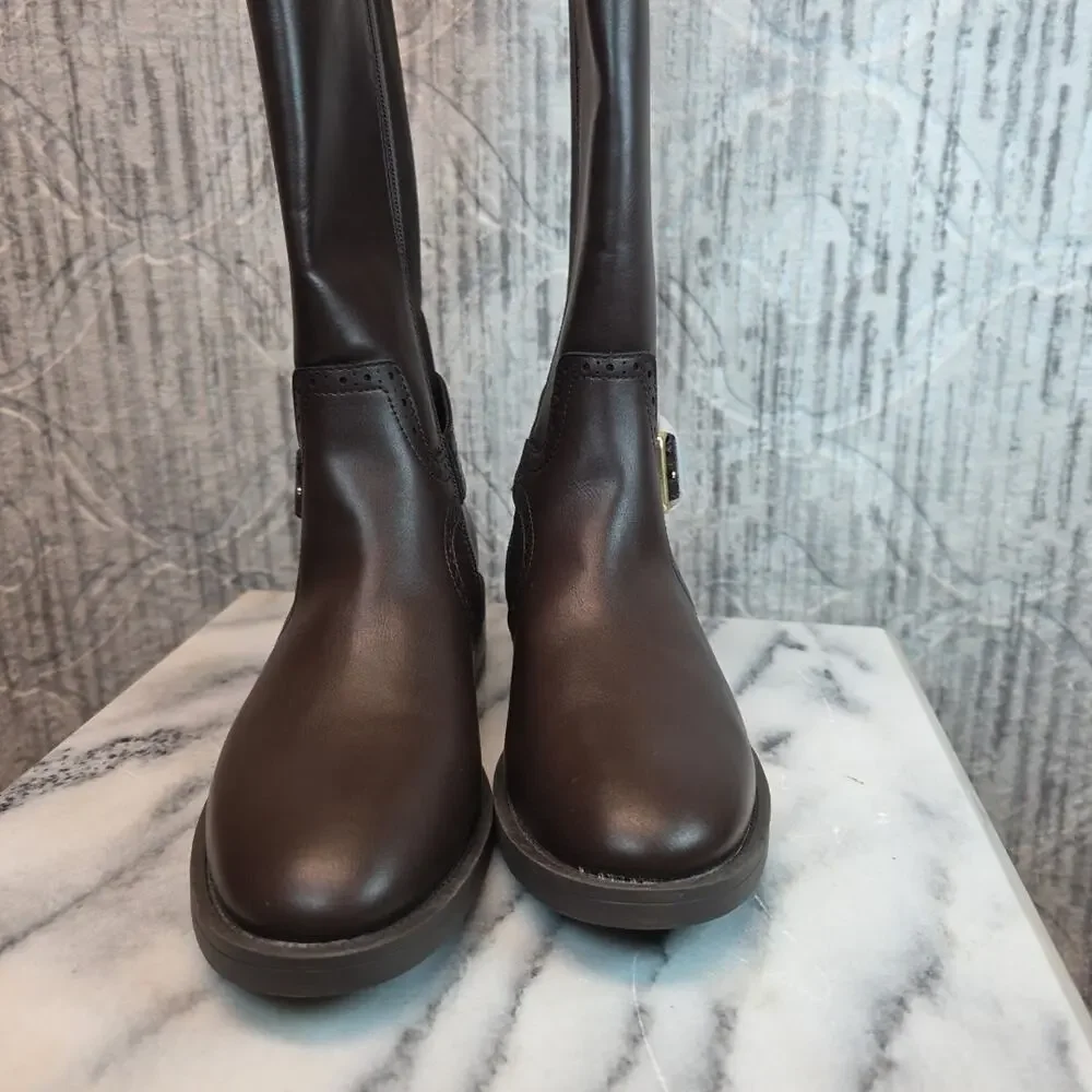 St John's Bay Toyson Knee Boots Women's Chocolate Brown Side Zip Sz 8M