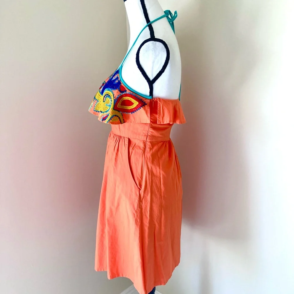 Judith March Orange Embroidered Dress Size M