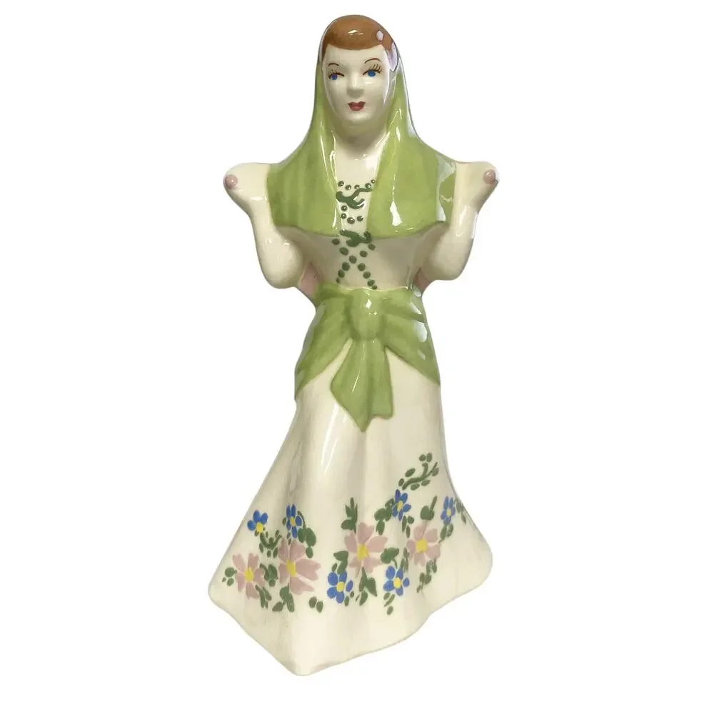 Vintage MK Signed Basket Lady Ceramic Pottery Decorative Vase