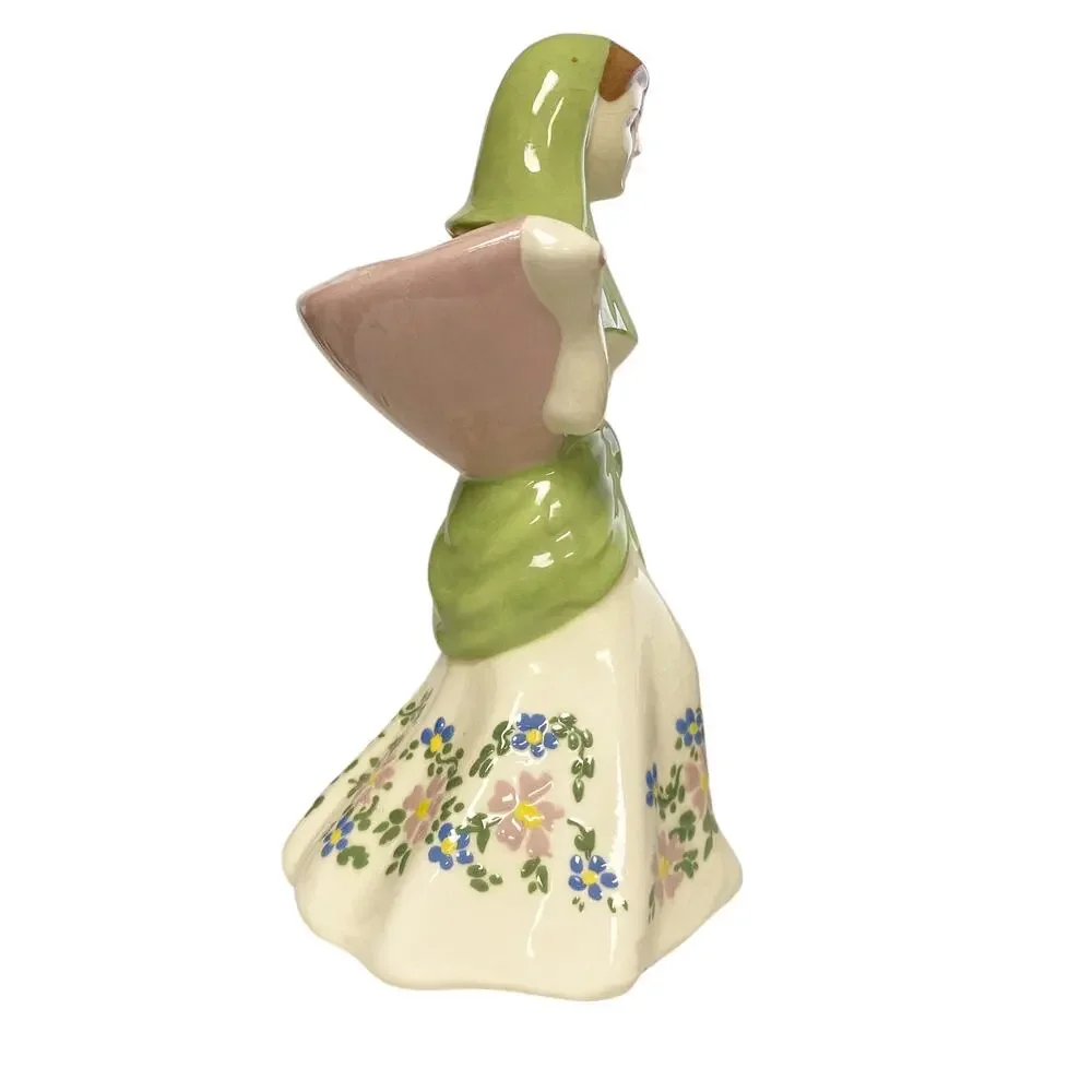 Vintage MK Signed Basket Lady Ceramic Pottery Decorative Vase
