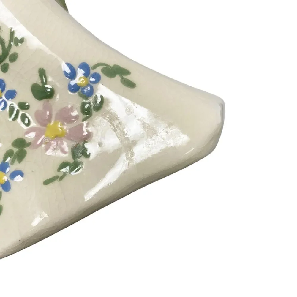 Vintage MK Signed Basket Lady Ceramic Pottery Decorative Vase