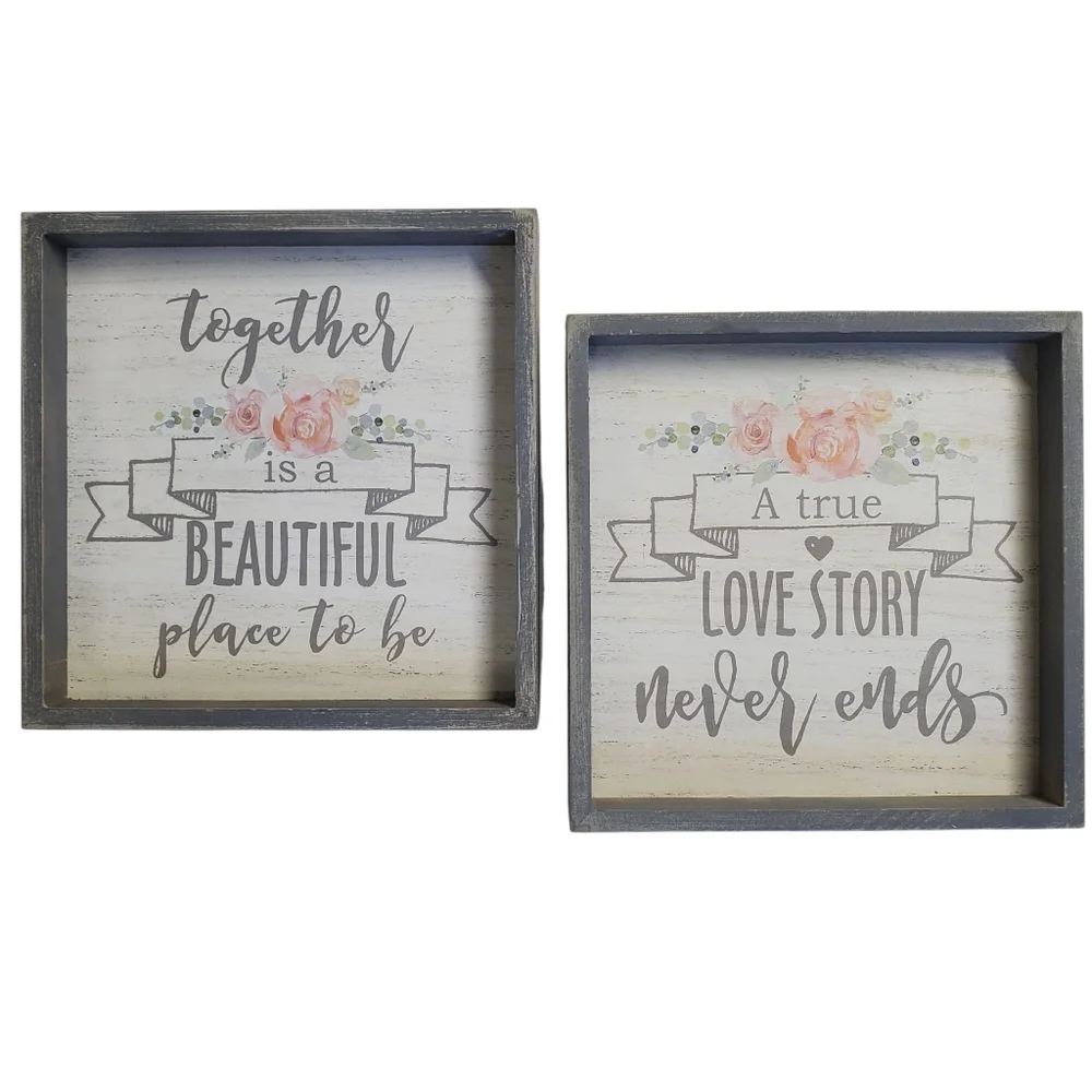 Love Story Decorative Wall Art Set with Inspirational Quotes New