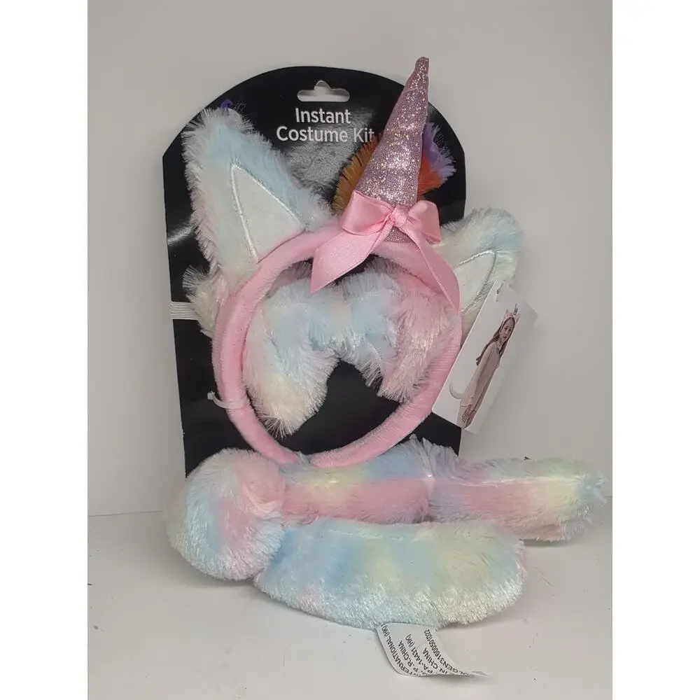 Child Holloween Unicorn Costume Head Band , Tail , Bow.
