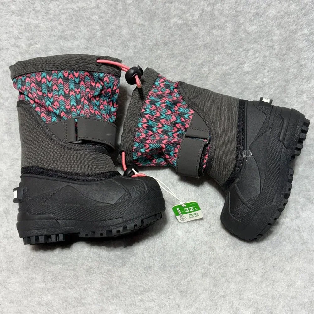 Columbia Boots Toddler Size 5 Powderbug Winter Snow Pink Gray Blue Waterproof