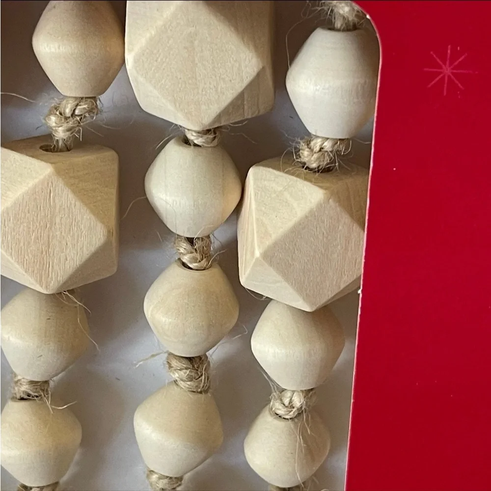 Christmas NIB wooden bead garland 6’