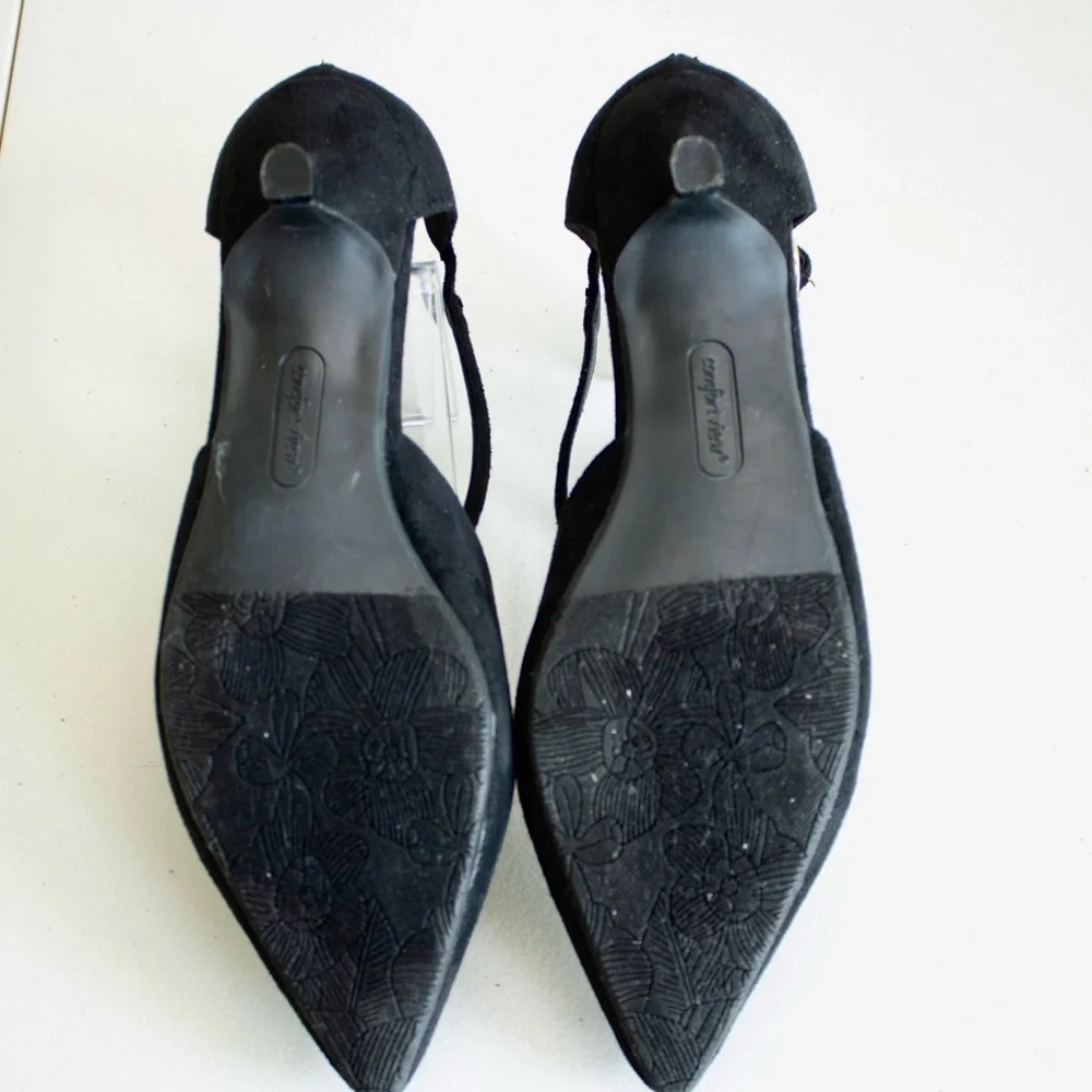Comfortview Dawn Pointed Pumps Black Kitten Heels Cutout Women’s Shoes Size 7.5W