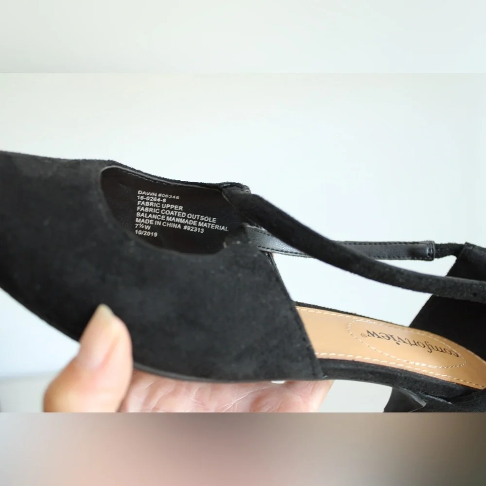Comfortview Dawn Pointed Pumps Black Kitten Heels Cutout Women’s Shoes Size 7.5W