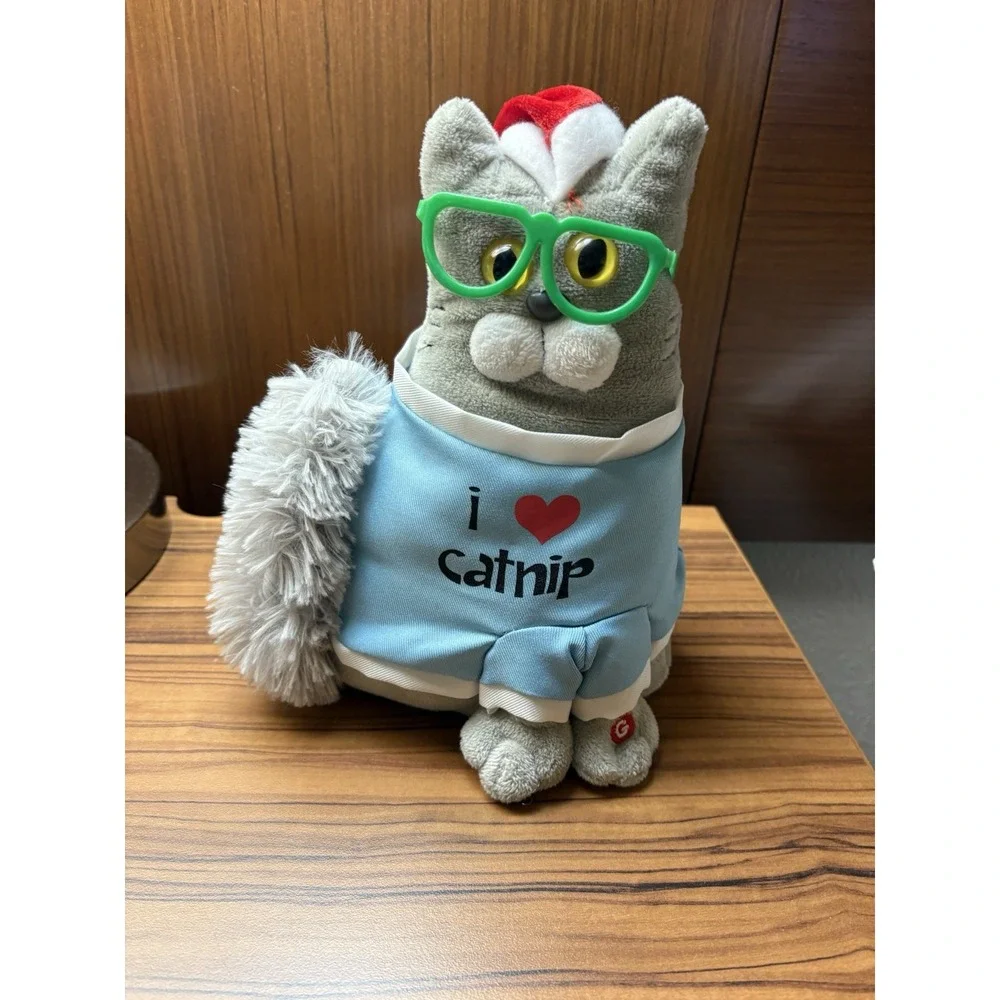 Gemmy Christmas Animated Musical Cat I LOVE CATNIP/BABY GOT BACK Plush Toy 11