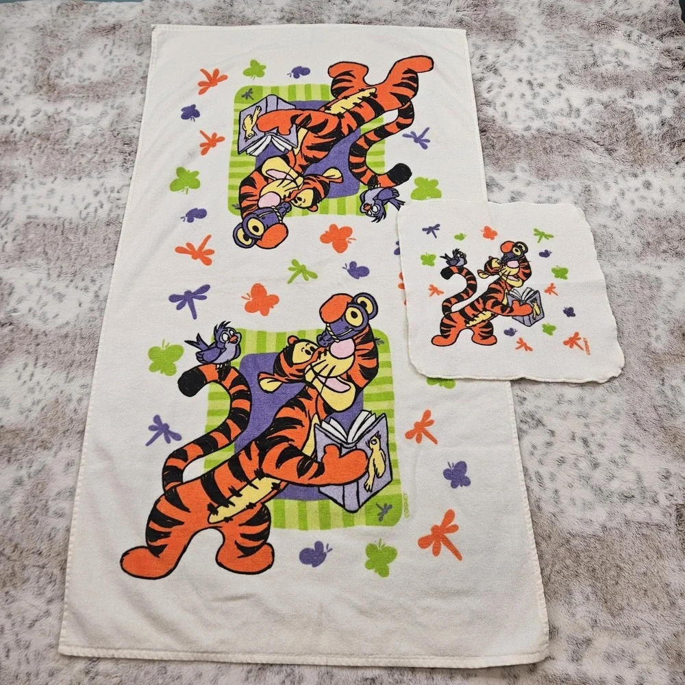 Vintage Disney Winnie The Pooh Tigger Bird Bugs Towel And Facecloth