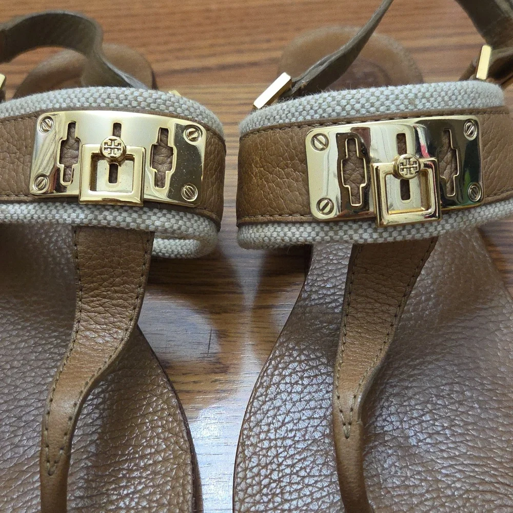 Tory Burch Capri Leather T-Strap Thong Sandals Women's/ 8