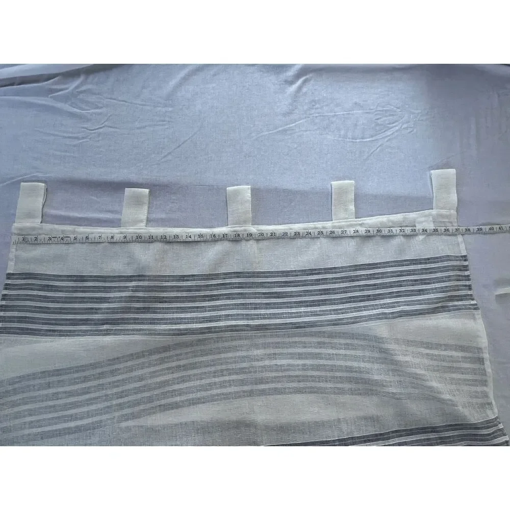 Nicole Miller New York Sheer Tab Blue/White Stripe Long Curtains Panels, 84x37