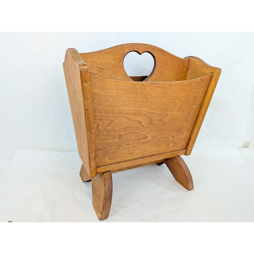 Vtg Antique Wood Heart Cutout Magazine Rack MCM Cottagecore Boho A.S. Payne 1940