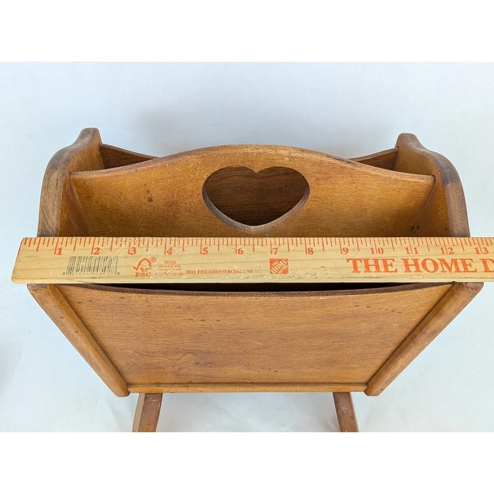 Vtg Antique Wood Heart Cutout Magazine Rack MCM Cottagecore Boho A.S. Payne 1940
