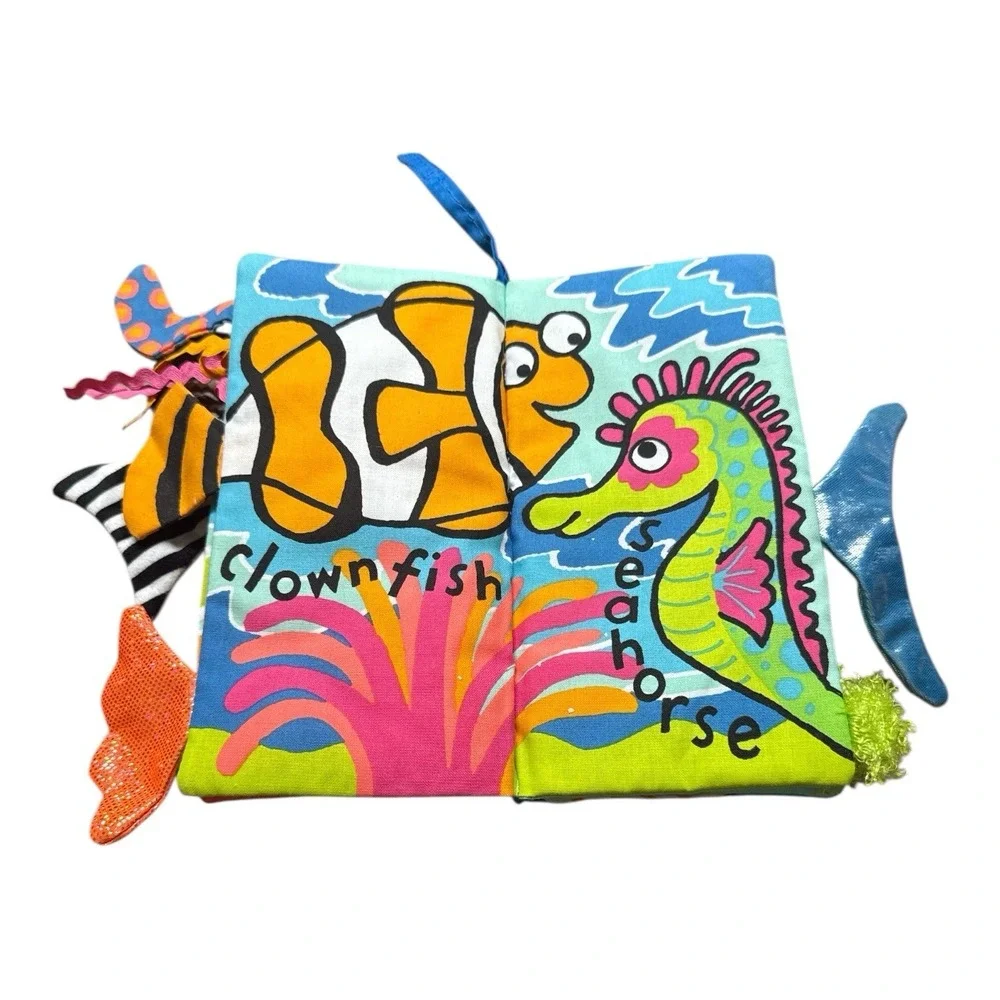 Jellycat Sea Tails Soft Baby Activity Book Padded Plush Flap With Crinkles
