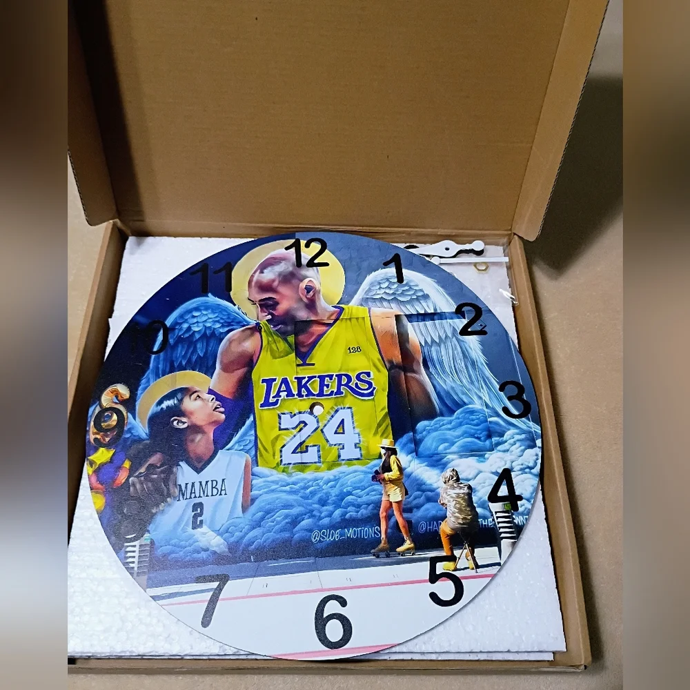Lakers Kobe & Gigi Tribute Themed Wall Clock GREAT CHRISTMAS GIFT!!!!!!!