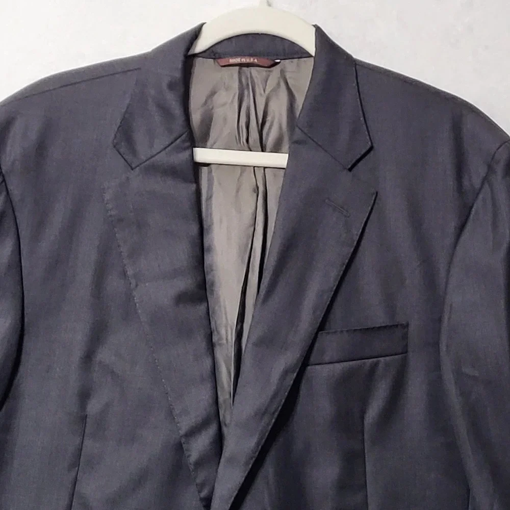 Hickey Freeman‎ Blazer Loro Piana Wool Sport Coat Blazer Two Button Gray 42 Long