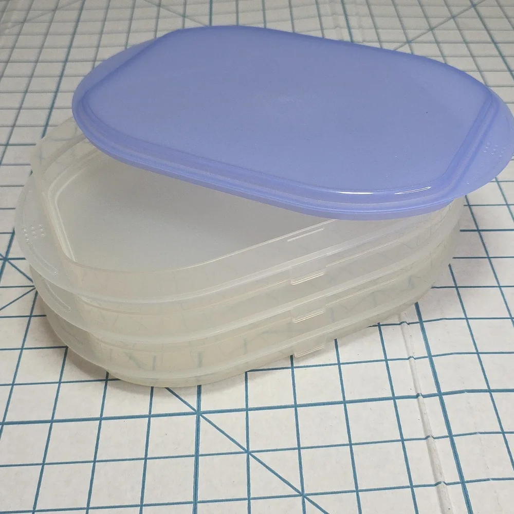 Tupperware Fridge Stackables Deli Meat Keeper Stacking Trays with Blue Lid