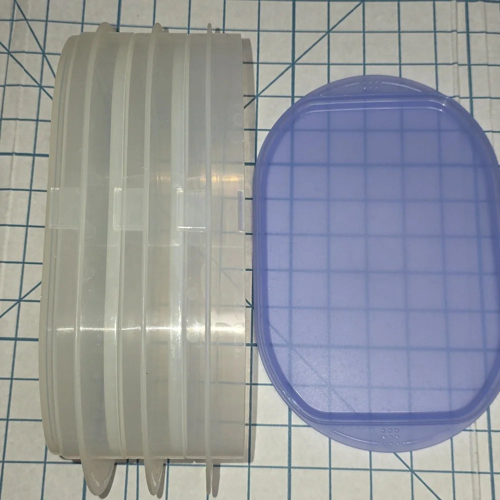 Tupperware Fridge Stackables Deli Meat Keeper Stacking Trays with Blue Lid