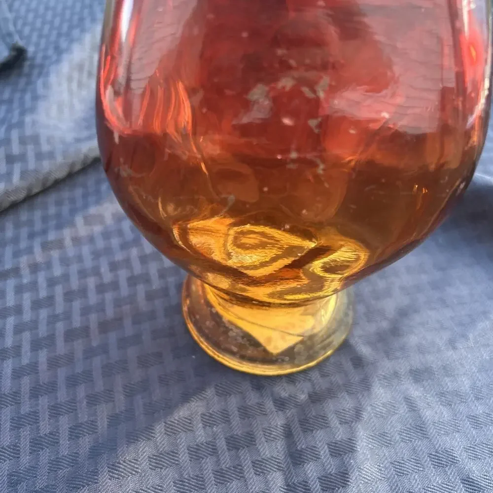 Pier 1 Art Glass Amber Vase Orange Fall Bubble Tall Glass Halloween Autumn 9”