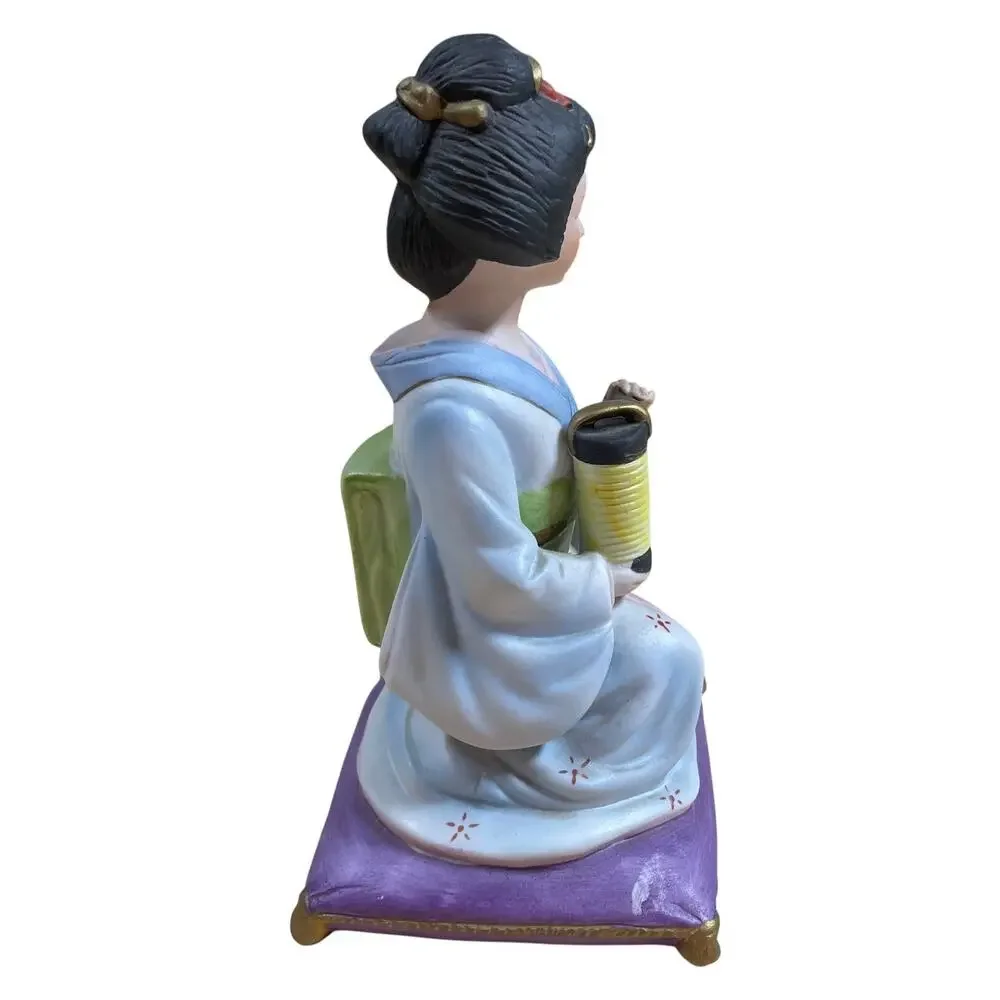 Seizan Vintage Japanese Geisha In Ceremonial Dress Porcelain Music Box EUC