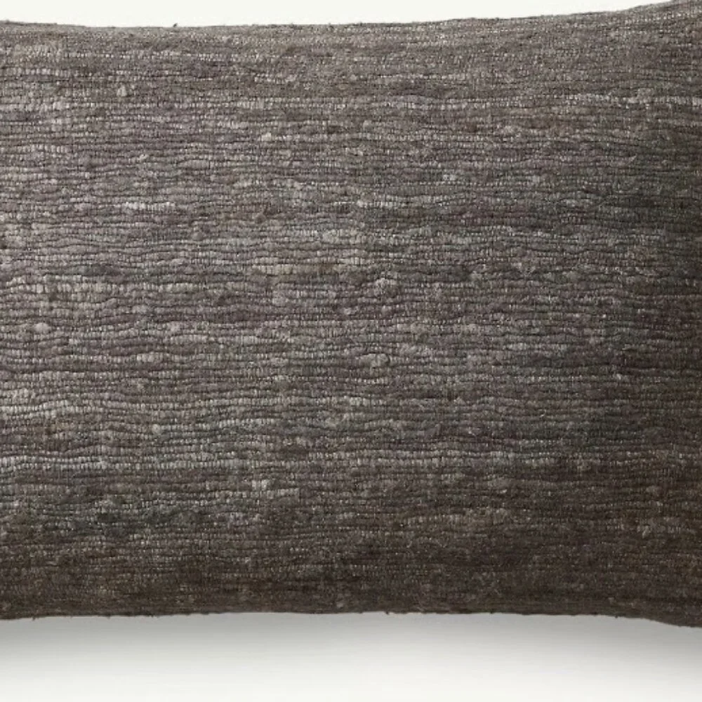 RH Restoration Hardware Seta Marled Raw Silk Lumbar Pillow in Charcoal