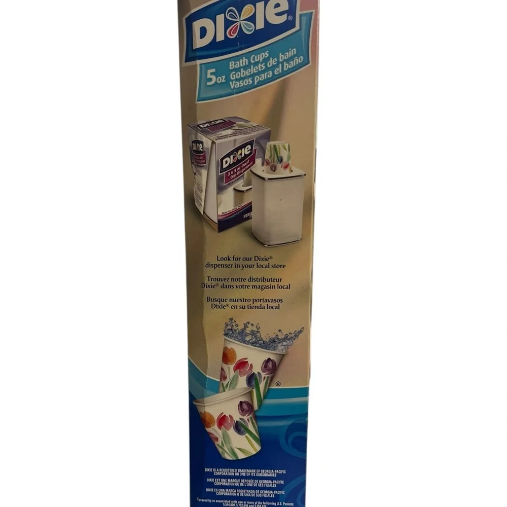Dixie ROSY WATERCOLOR 100 5 Oz Bath Cups Disposable 2006 Prop Vtg Tulips NOS USA