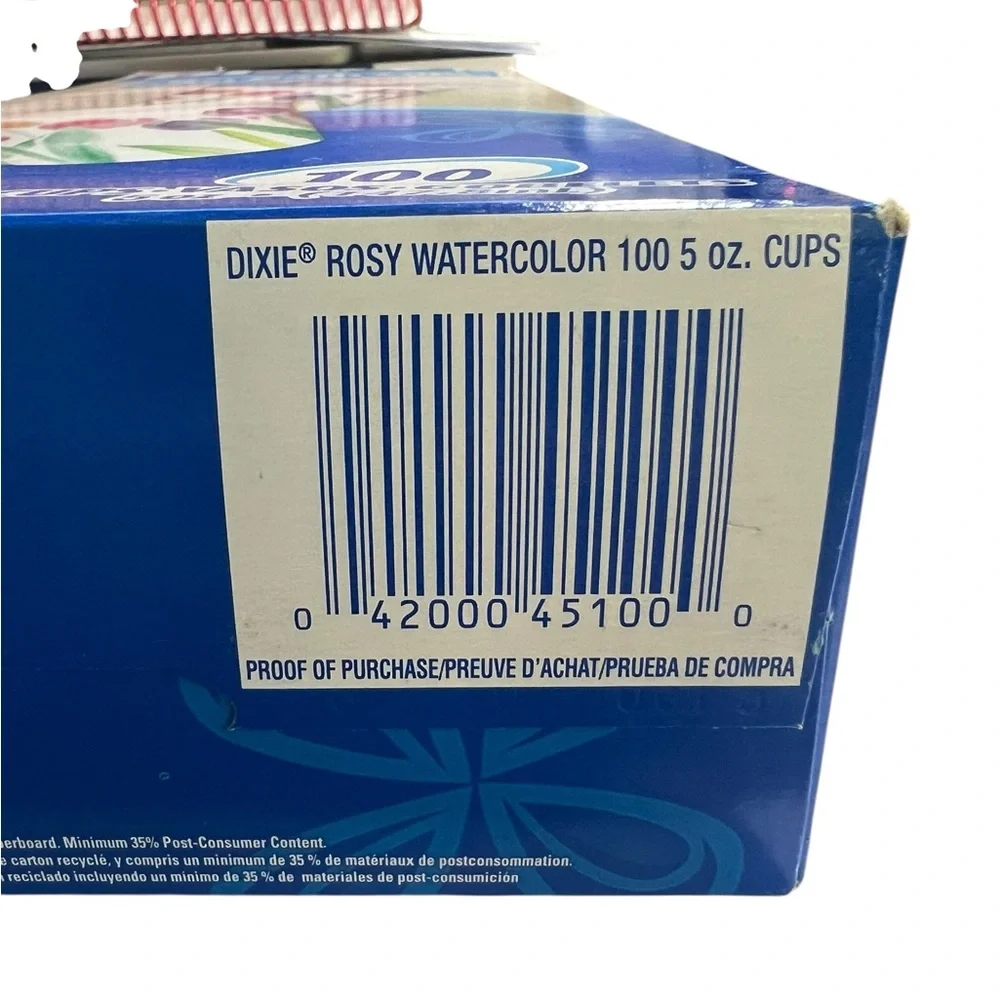 Dixie ROSY WATERCOLOR 100 5 Oz Bath Cups Disposable 2006 Prop Vtg Tulips NOS USA