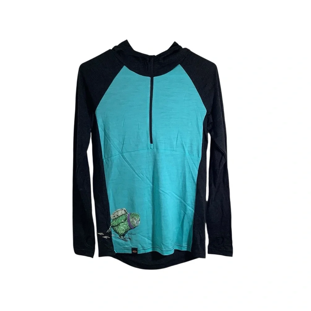 Global Culture Merino Wool Kakapo 1/4 Zip Pullover With Hood New Zealand