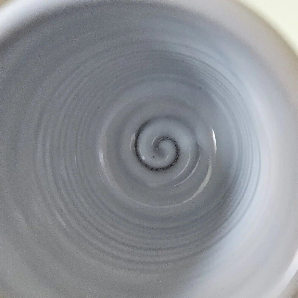 Paul Maloney Pottery Handmade in Ireland Swirl Glazed White Indigo Coffee Mug