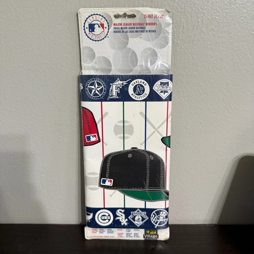 MLB Wallpaper Border Pre-pasted Washable Village Baseball Sports Man Cave NEW