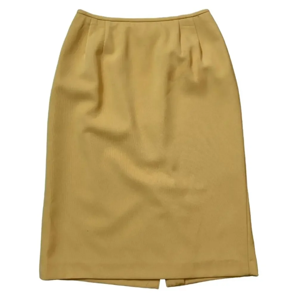 Golden Yellow Ribbed Pencil Skirt - Size 4