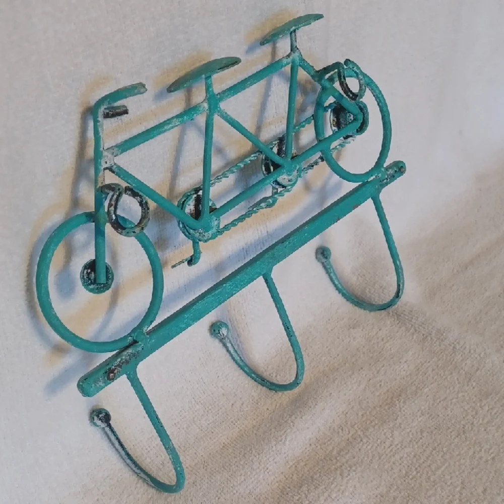 Vintage Turquoise Bicycle Wall Hooks