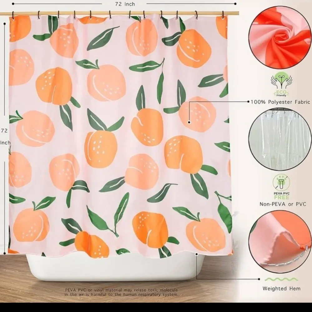 Peach and Green Shower Curtain