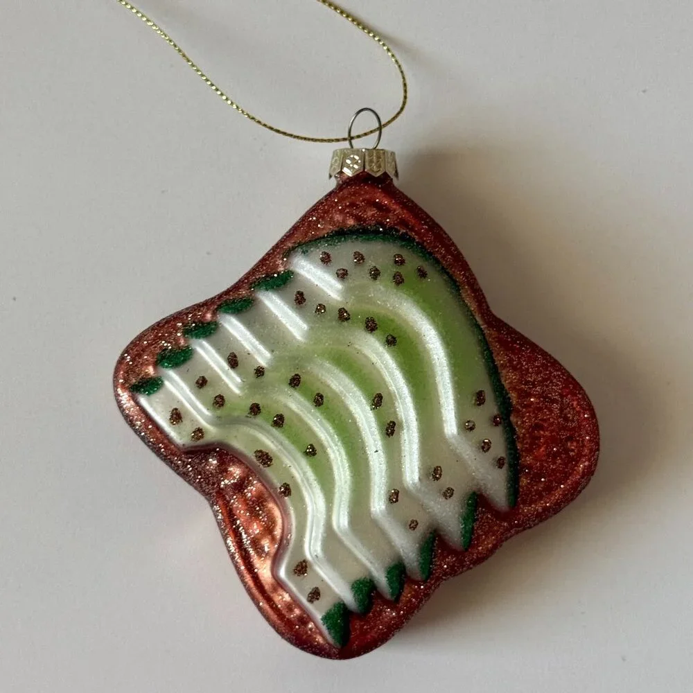 Christmas Holiday Ornament Glass Blown Old World vtg inspired avocado toast