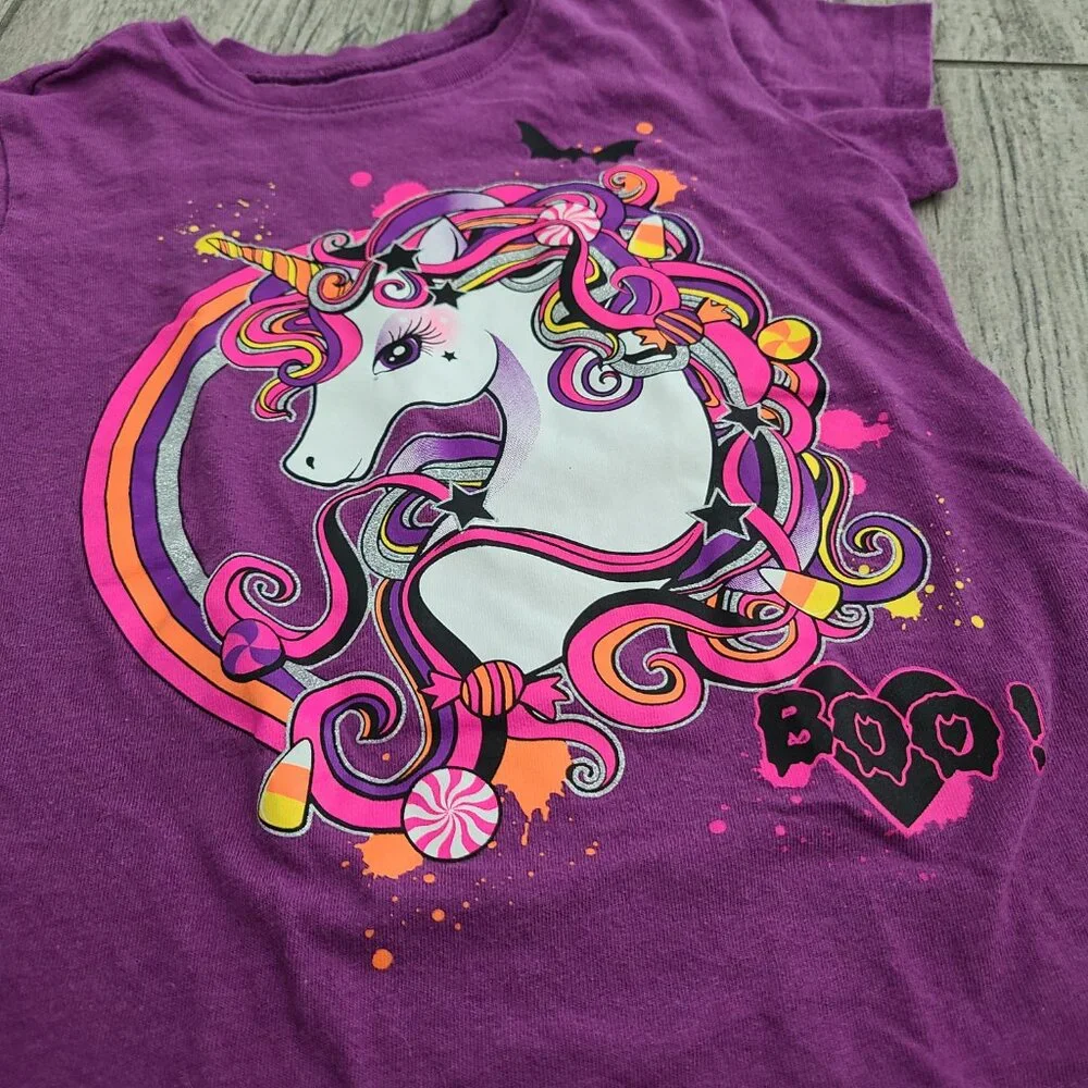 The Children’s Place Purple Unicorn “Boo!” Halloween T-Shirt Kids size XS / 4