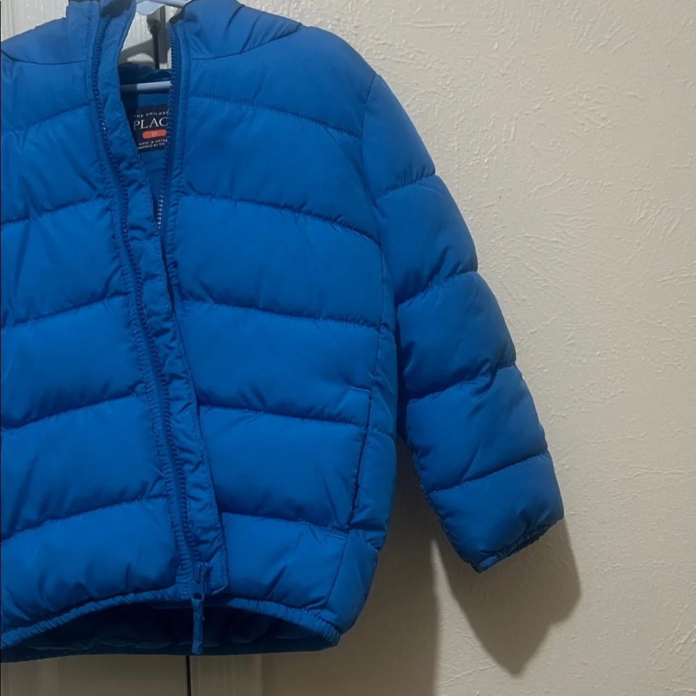 The Children's Place Vibrant Blue Puffer Jacket with hoodie