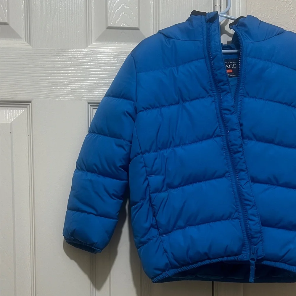 The Children's Place Vibrant Blue Puffer Jacket with hoodie