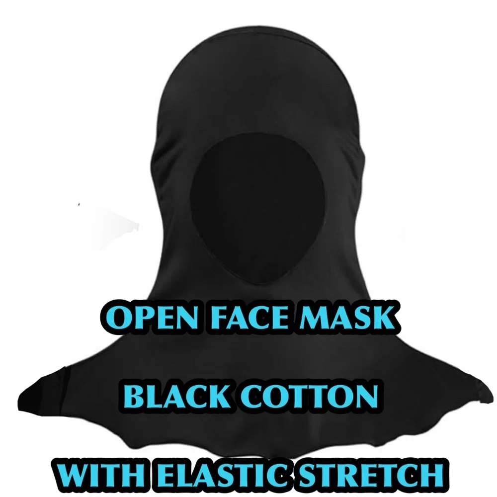 Black Open Face Mask with Elastic Stretch