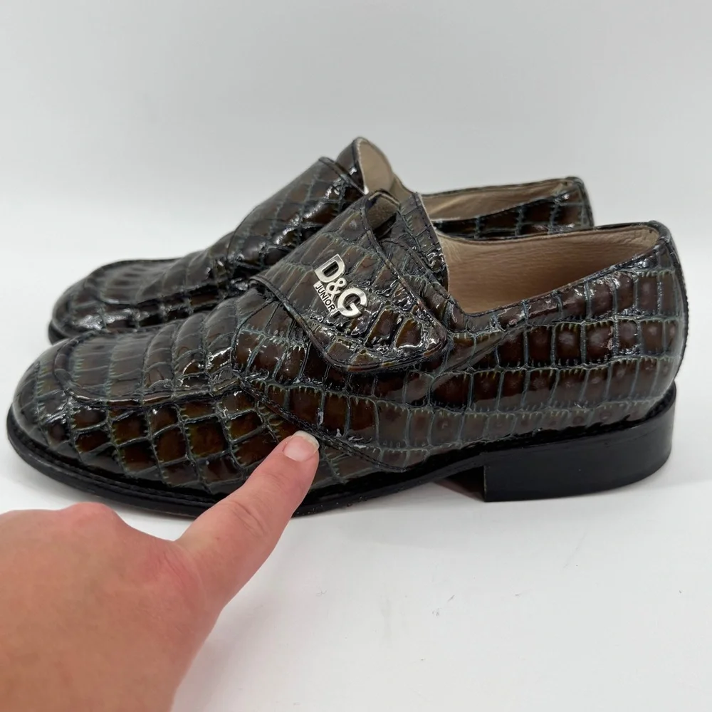Dolce & Gabbana Junior Loafers Croc Brown EU 40 US‎ 6 Women 7.5