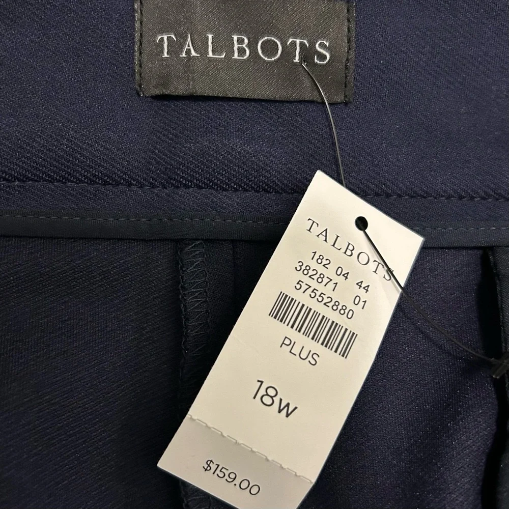 Talbots Providence Flare Pants Women’s Size 18W Stretch Herringbone Knit Navy