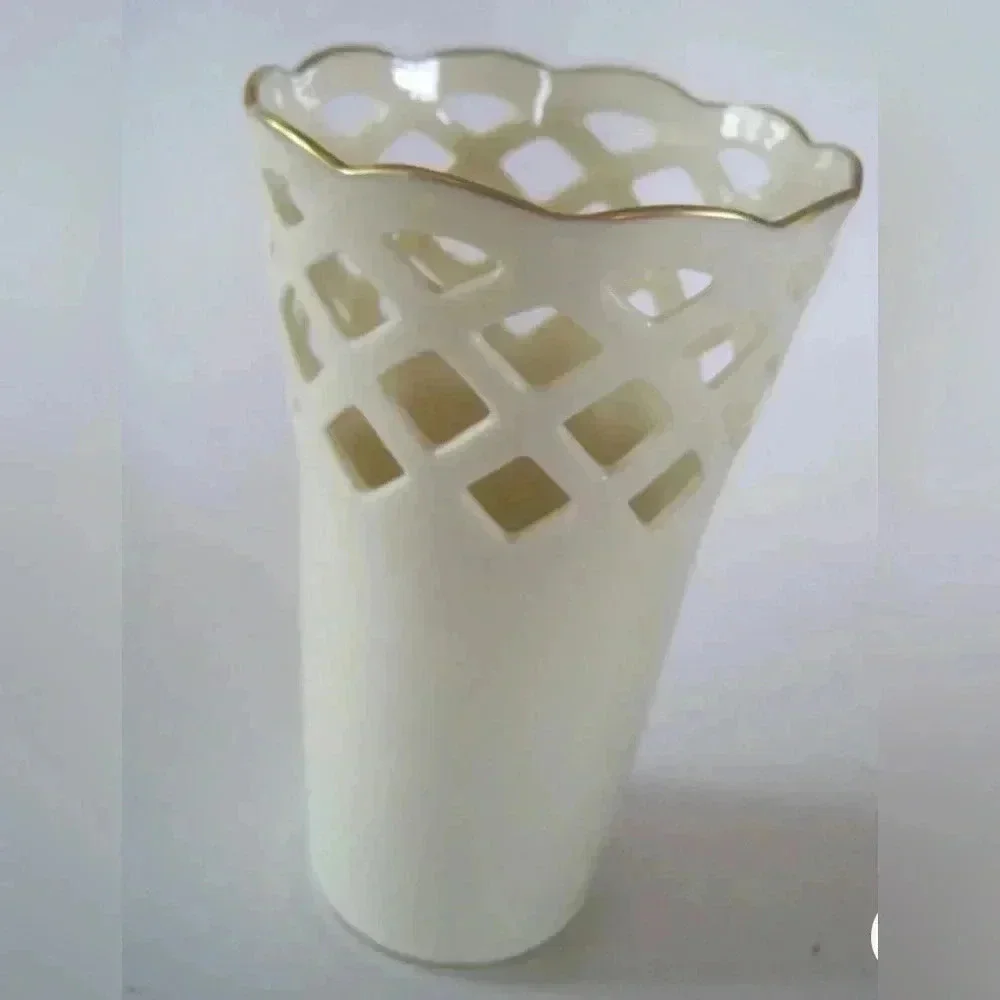 Lenox Cream Gold Trim Fine China Vase