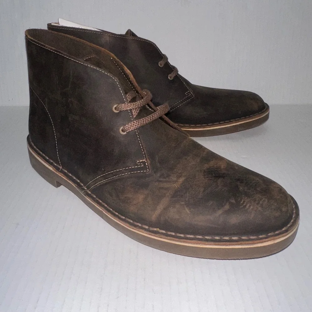 Clarks Desert Boots Mens 13 Bushacre 2 Ankle Brown Leather Lace Up Chukka Shoes