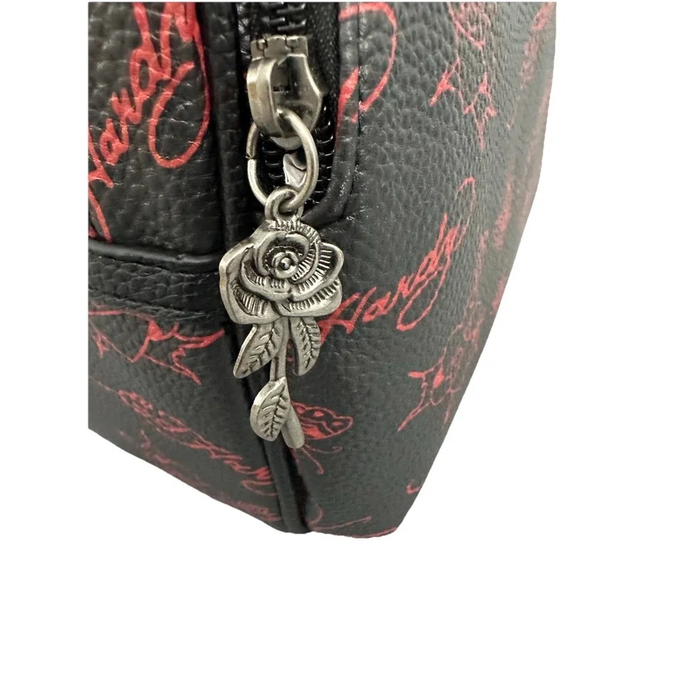 Ed Hardy Women's  Butterfly Design Red/Black Faux Leather Mini Backpack New