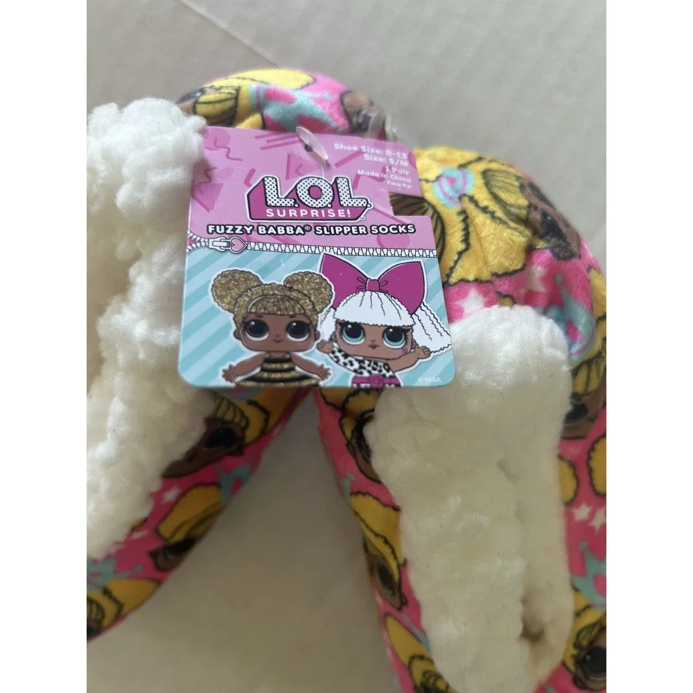 LOL SURPRISE BABBA Slippers‎ Fuzzy Sherpa S/M Shoe Size 8 - 13  New Pink