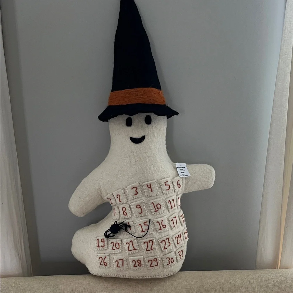 Pottery Barn Kids Ghost Pillow with Black Hat
