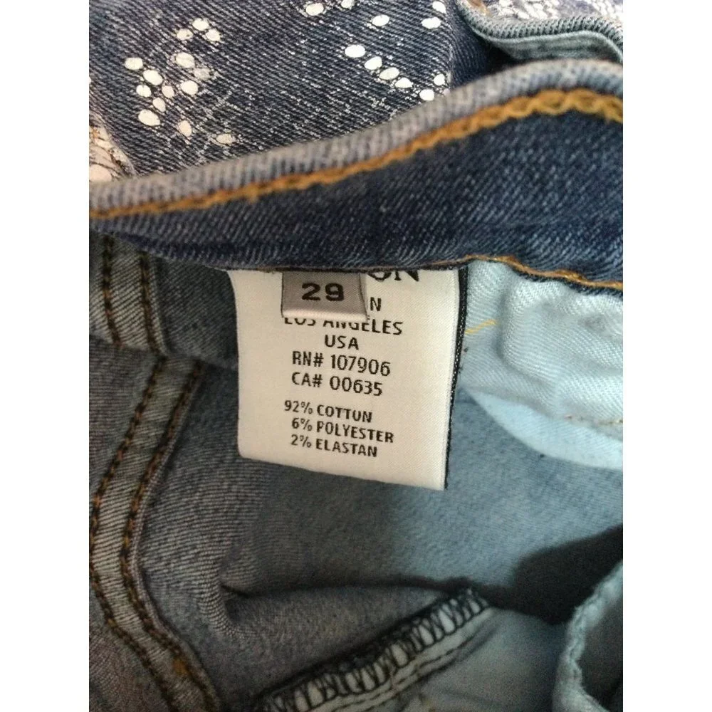 Hudson Nico Midrise Super Skinny Jeans Snake Print Midrise Blue White Size 29