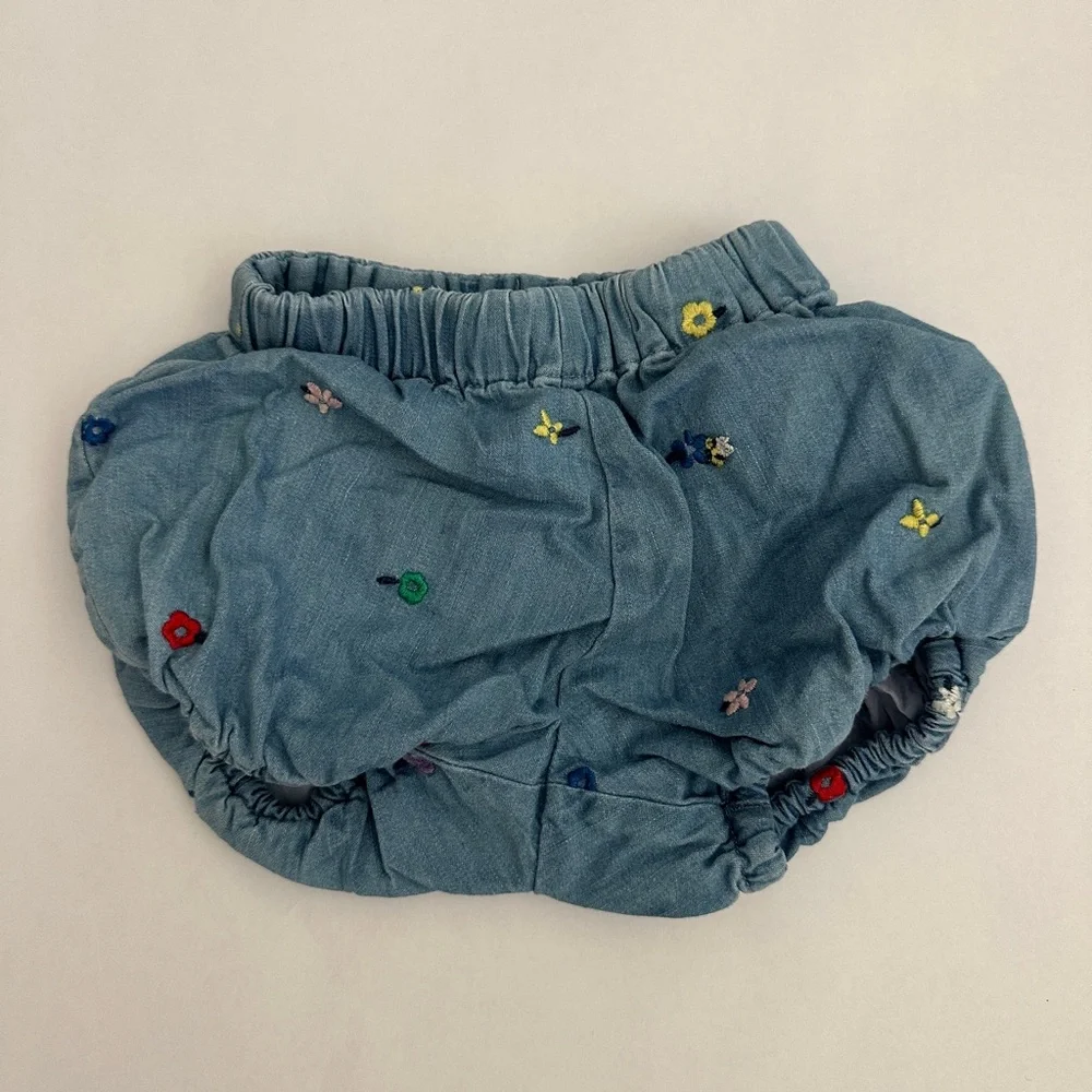Hanna Andersson Blue Denim Bloomers with Embroidery