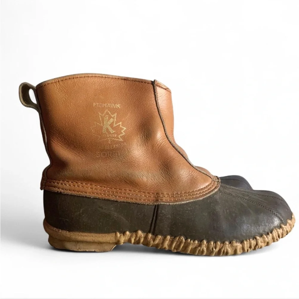 Vintage Sorel Fishhawk 70s Style Canadian Duck Boot Pull On Size 12