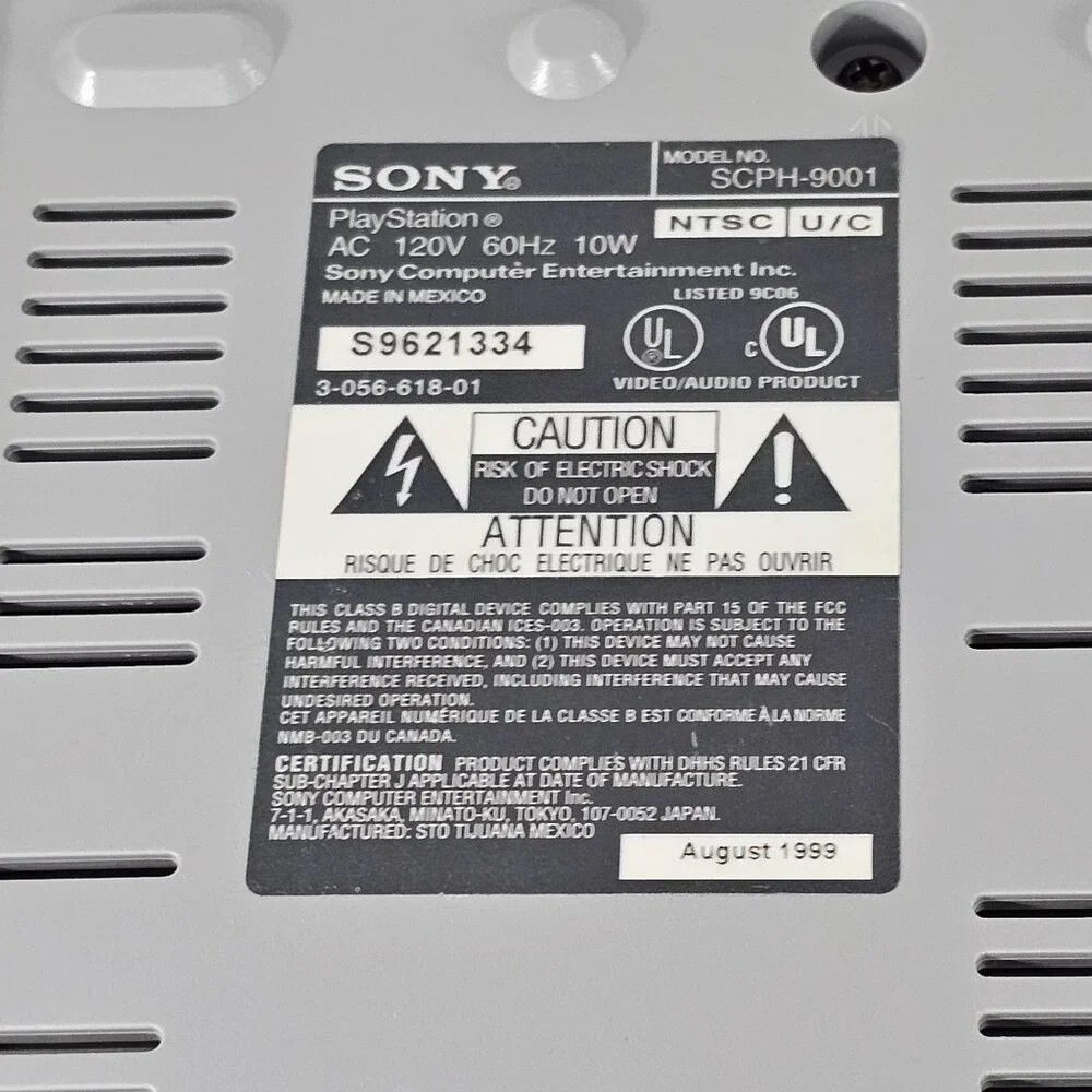 Sony PlayStation SCPH-9001 Console With Controller Memory Card Cables PS1