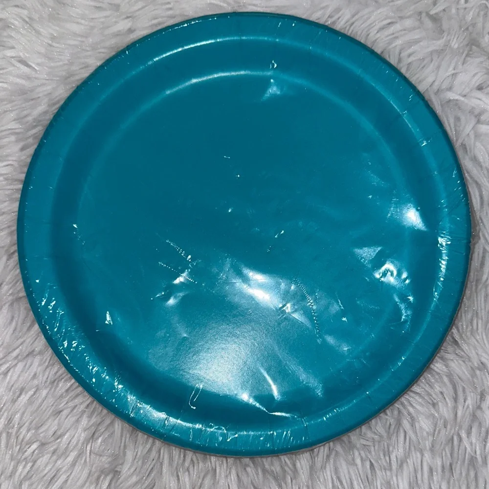 Teal Party Plates Caribbean Teal 16 Count